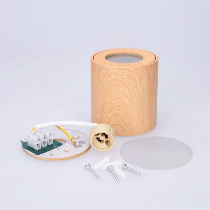 BRILAGI - Bathroom spotlight MIA 1xGU10/30W/230V 84x80 mm oak decor IP44