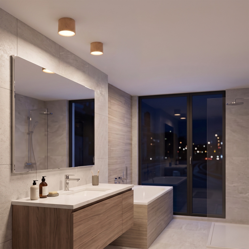 BRILAGI - Bathroom spotlight SMOOTH 1xGX53/15W/230V 60x82 mm oak finish IP54