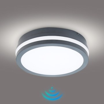 Brilagi - BENE LED/18W/230V Outdoor Light with Sensor, Ø 22 cm, Anthracite, IP54