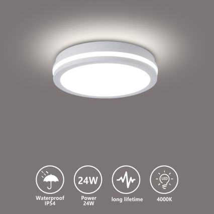 Brilagi - BENE LED Outdoor Ceiling Light LED/24W/230V Ø 26 cm White IP54