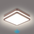 Brilagi - BENE LED Outdoor Ceiling Light with Sensor, LED/18W/230V, 21.5x21.5 cm, Brown, IP54