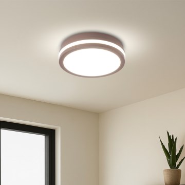 Brilagi - BENE LED outdoor ceiling light with sensor, LED/18W/230V, Ø 21,5 cm, brown, IP54