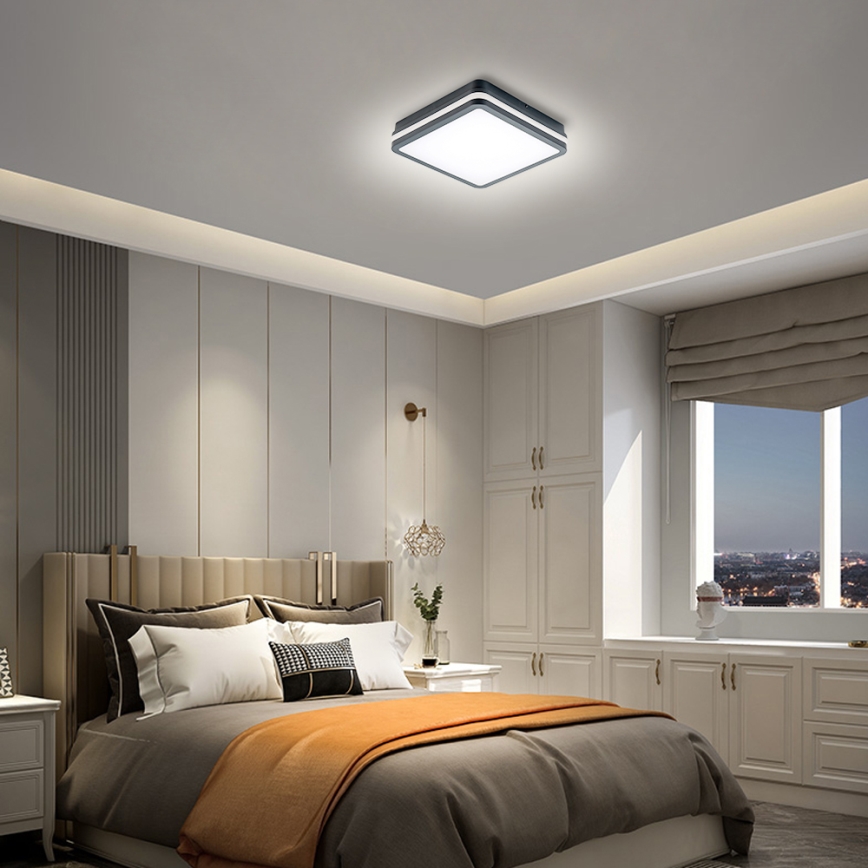 Brilagi - BENE LED Outdoor Light with Motion Sensor, 24W/230V, 26x26 cm, Anthracite, IP54
