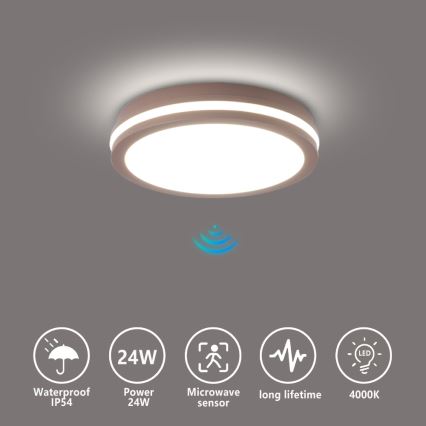 Brilagi - LED outdoor fixture with sensor BENE LED/24W/230V, dia. 26 cm, brown, IP54
