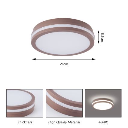 Brilagi - LED outdoor fixture with sensor BENE LED/24W/230V, dia. 26 cm, brown, IP54