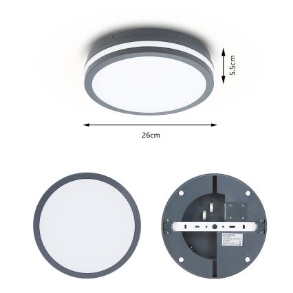 Brilagi - BENE LED Outdoor Luminaire with Sensor LED/24W/230V Ø 26 cm Anthracite IP54