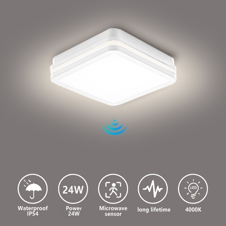 Brilagi - BENE LED Outdoor Light with Sensor LED/24W/230V 26x26 cm White IP54