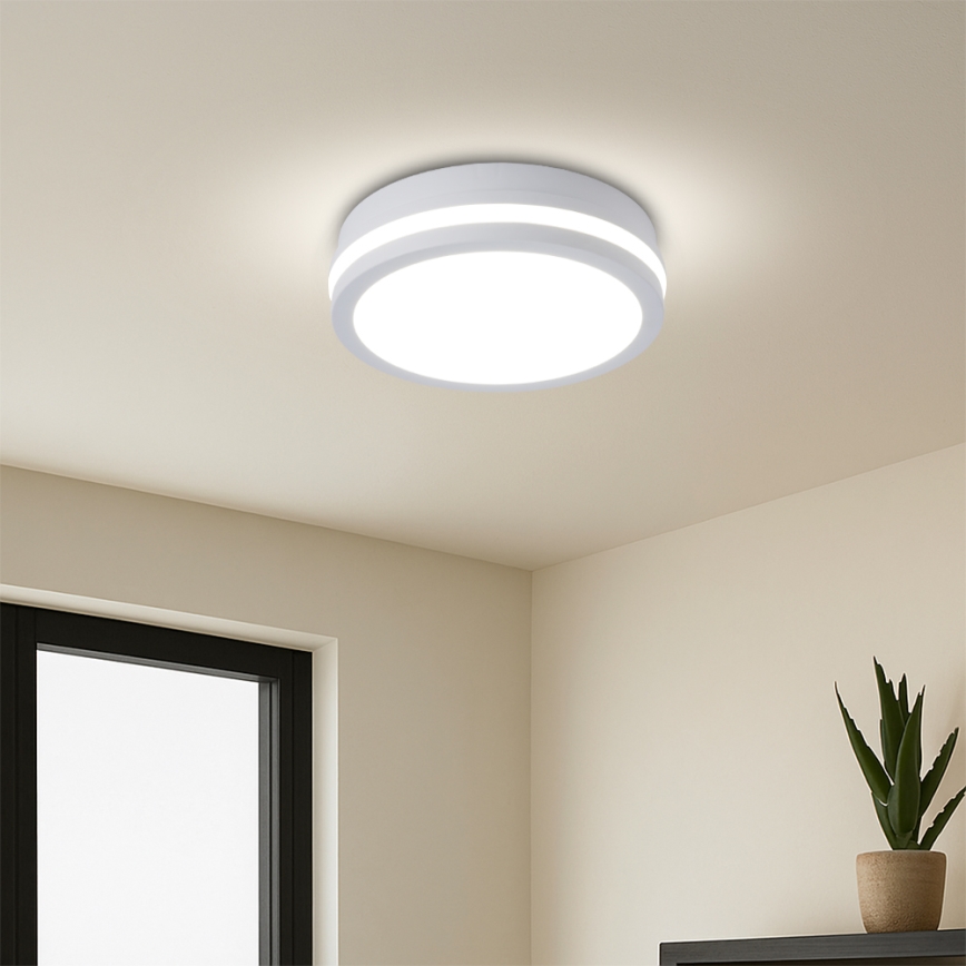 Brilagi - LED Outdoor Ceiling Light with Sensor BENE LED/18W/230V Ø 21.5 cm white IP54