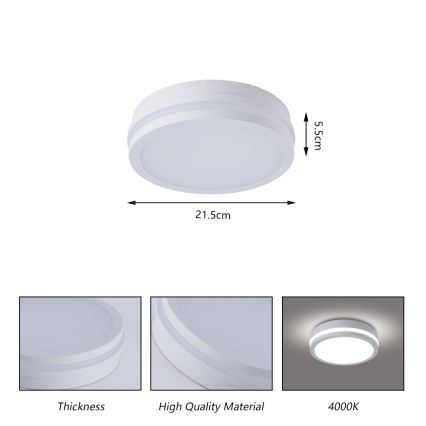 Brilagi - LED Outdoor Ceiling Light with Sensor BENE LED/18W/230V Ø 21.5 cm white IP54