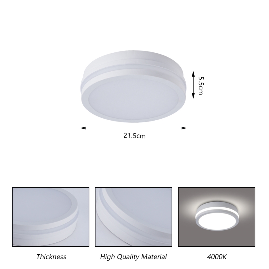 Brilagi - LED Outdoor Ceiling Light with Sensor BENE LED/18W/230V Ø 21.5 cm white IP54