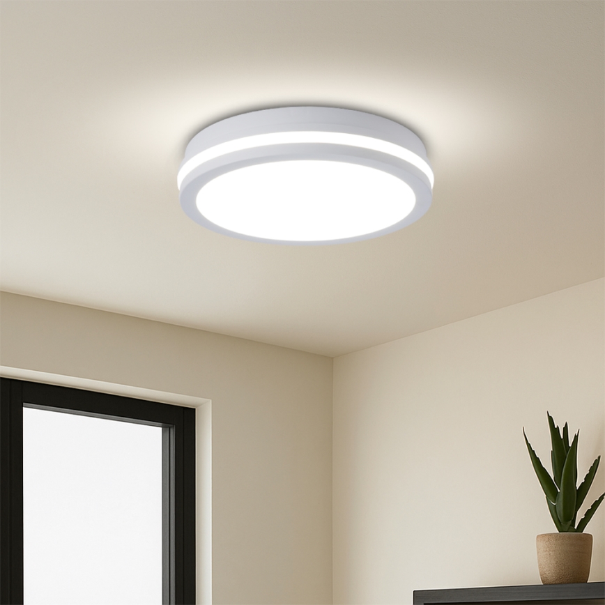Brilagi - LED Outdoor Ceiling Light with Sensor BENE LED/24W/230V dia. 26 cm white IP54