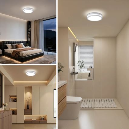 Brilagi - LED Outdoor Ceiling Light with Sensor BENE LED/24W/230V dia. 26 cm white IP54