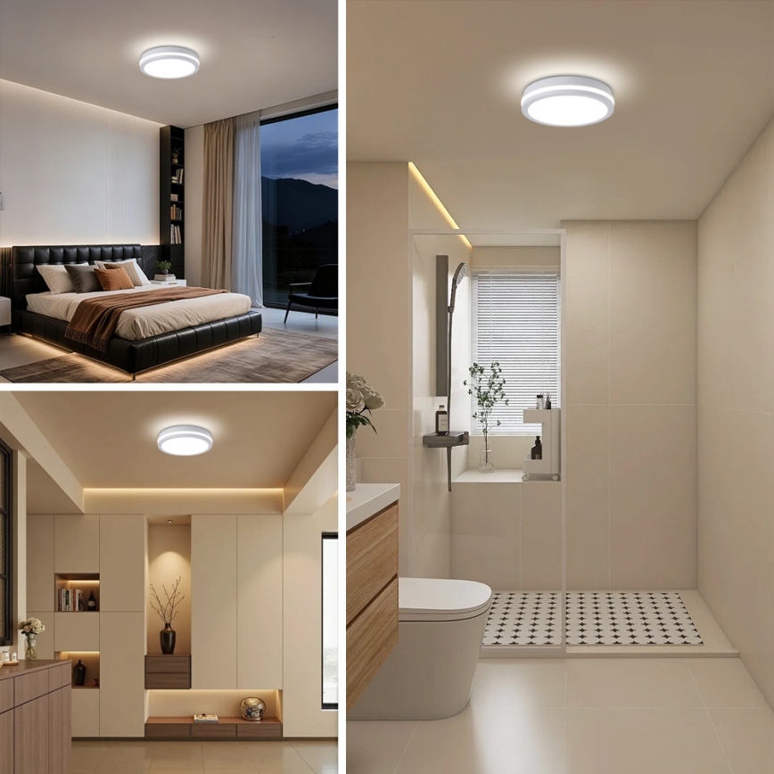Brilagi - LED Outdoor Ceiling Light with Sensor BENE LED/24W/230V dia. 26 cm white IP54