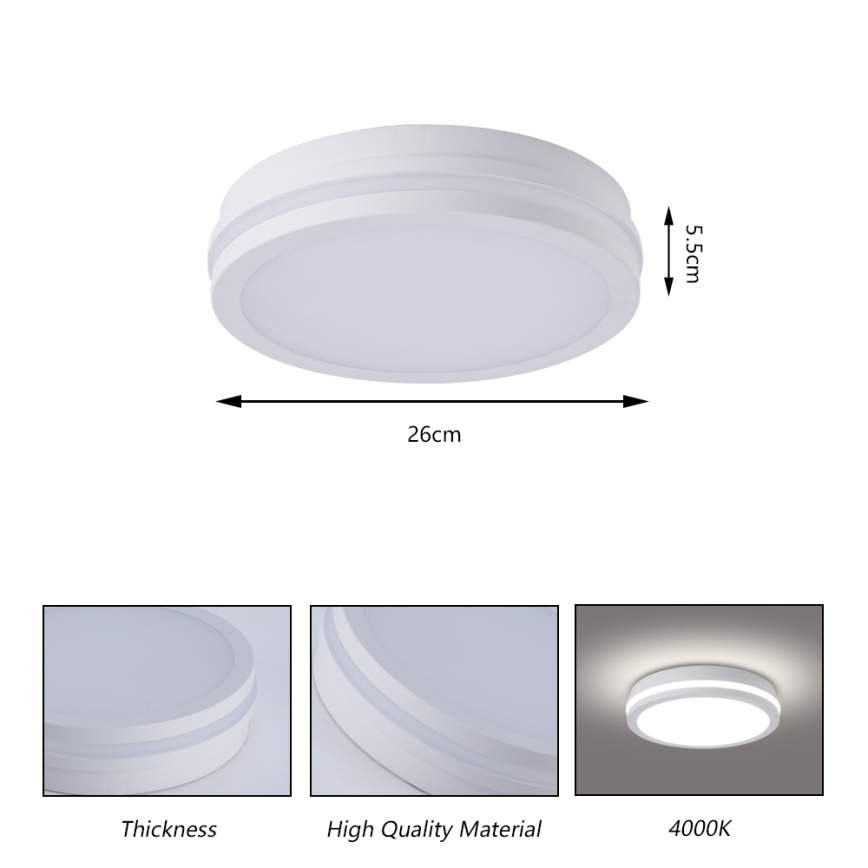 Brilagi - LED Outdoor Ceiling Light with Sensor BENE LED/24W/230V dia. 26 cm white IP54