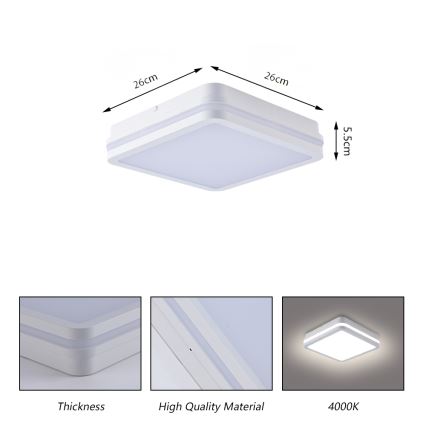 Brilagi - BENE LED Outdoor Luminaire with Sensor LED/24W/230V 26x26 cm White IP54