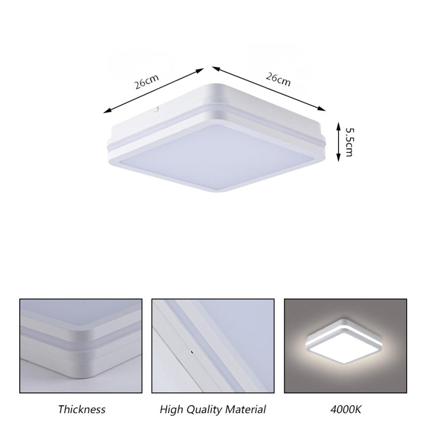 Brilagi - BENE LED Outdoor Luminaire with Sensor LED/24W/230V 26x26 cm White IP54
