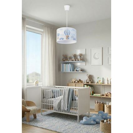 Brilagi - BOBO Cable-suspended LED Kids' Pendant Light, 1x E27/10W/230V, Ø 35 cm, Blue/Teddy Bears