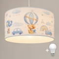 Brilagi - BOBO Cable-suspended LED Kids' Pendant Light, 1x E27/60W/230V, Ø 35 cm, Blue/Teddy Bears