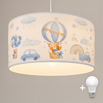 Brilagi - BOBO Cable-suspended LED Kids' Pendant Light, 1x E27/60W/230V, Ø 35 cm, Blue/Teddy Bears