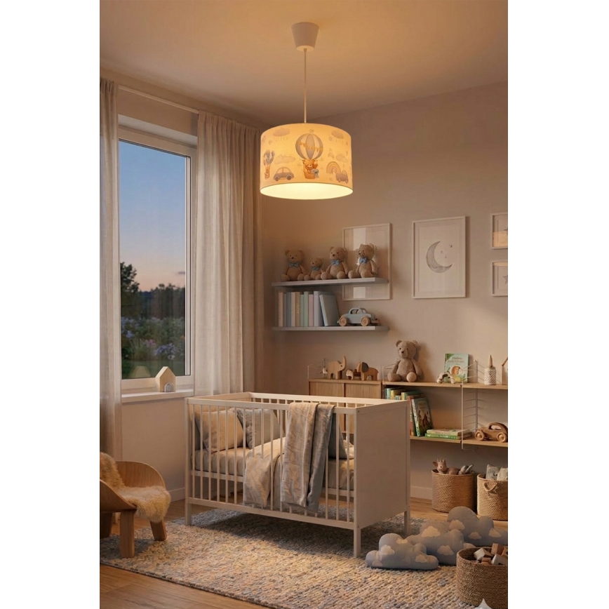 Brilagi - BOBO Cable-suspended LED Kids' Pendant Light, 1x E27/60W/230V, Ø 35 cm, Blue/Teddy Bears