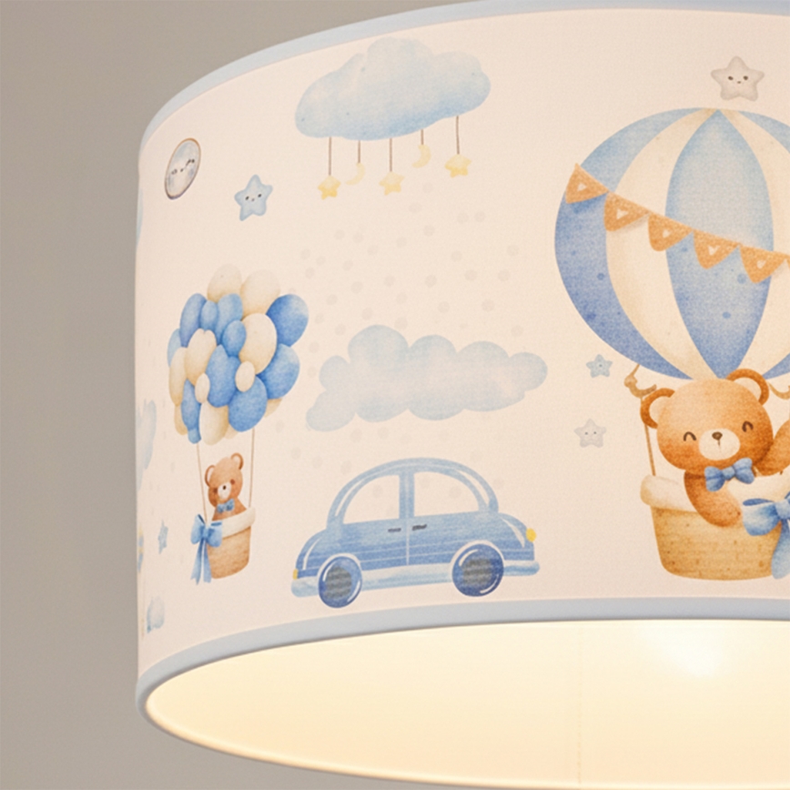 Brilagi - BOBO Cable-suspended LED Kids' Pendant Light, 1x E27/60W/230V, Ø 35 cm, Blue/Teddy Bears
