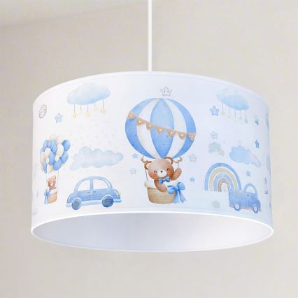 Brilagi - BOBO Cable-suspended LED Kids' Pendant Light, 1x E27/60W/230V, Ø 35 cm, Blue/Teddy Bears