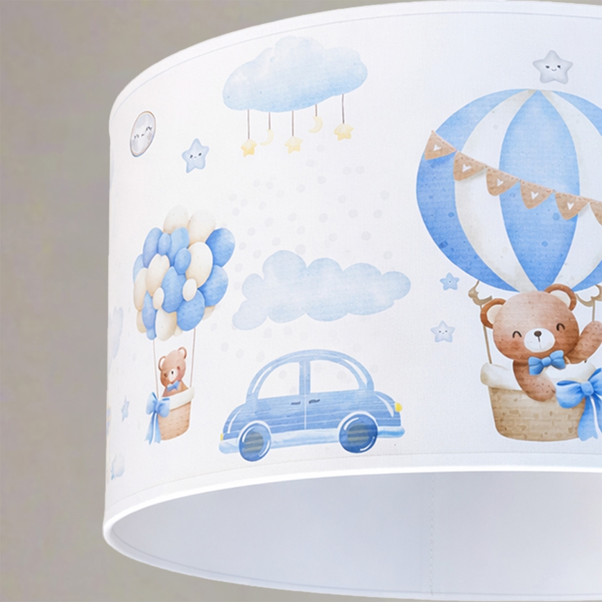 Brilagi - BOBO Cable-suspended LED Kids' Pendant Light, 1x E27/60W/230V, Ø 35 cm, Blue/Teddy Bears