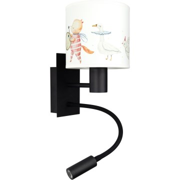 BRILAGI - BOBO LED Children's Flexible Wall Lamp 1xE27/25W/230V + LED/3W black/white/animal motifs