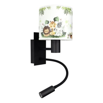 BRILAGI - BOBO LED Children's Flexible Wall Lamp 1xE27/25W/230V + LED/3W black/white/green/jungle