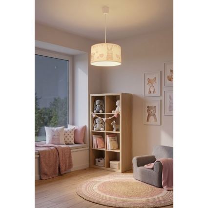 Brilagi - BOBO LED Children's Pendant Lamp on Cable, 1x E27/60W/230V, Ø 35 cm, White with Animal Motif