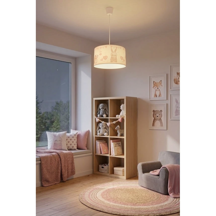 Brilagi - BOBO LED Children's Pendant Lamp on Cable, 1x E27/60W/230V, Ø 35 cm, White with Animal Motif