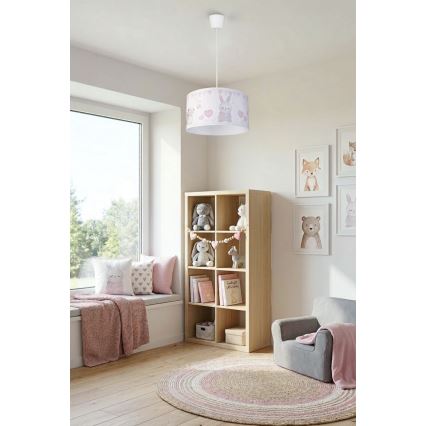Brilagi - BOBO LED Children's Pendant Lamp on Cable, 1x E27/60W/230V, Ø 35 cm, White with Animal Motif