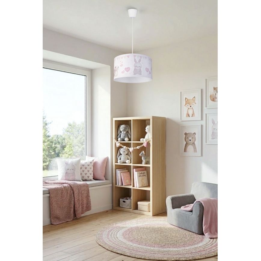 Brilagi - BOBO LED Children's Pendant Lamp on Cable, 1x E27/60W/230V, Ø 35 cm, White with Animal Motif