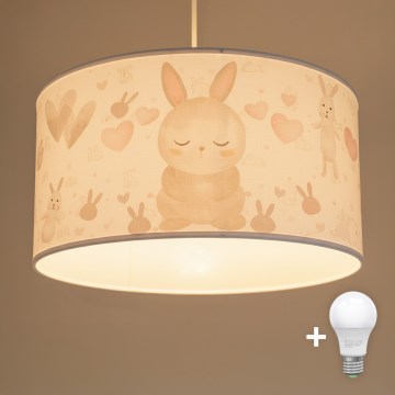 Brilagi - BOBO LED Children's Pendant Lamp on Cable 1xE27/10W/230V Ø 35 cm White/Bunnies