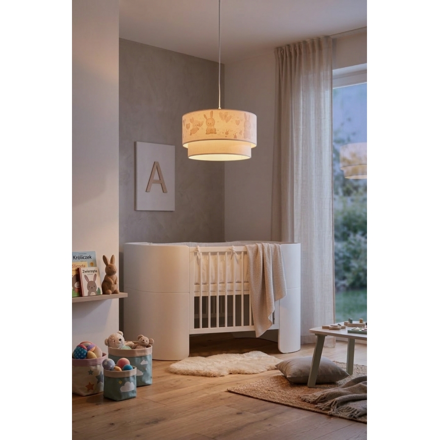 Brilagi - BOBO LED Children's Pendant Lamp on Cable 1xE27/10W/230V Ø 35 cm White/Bunnies