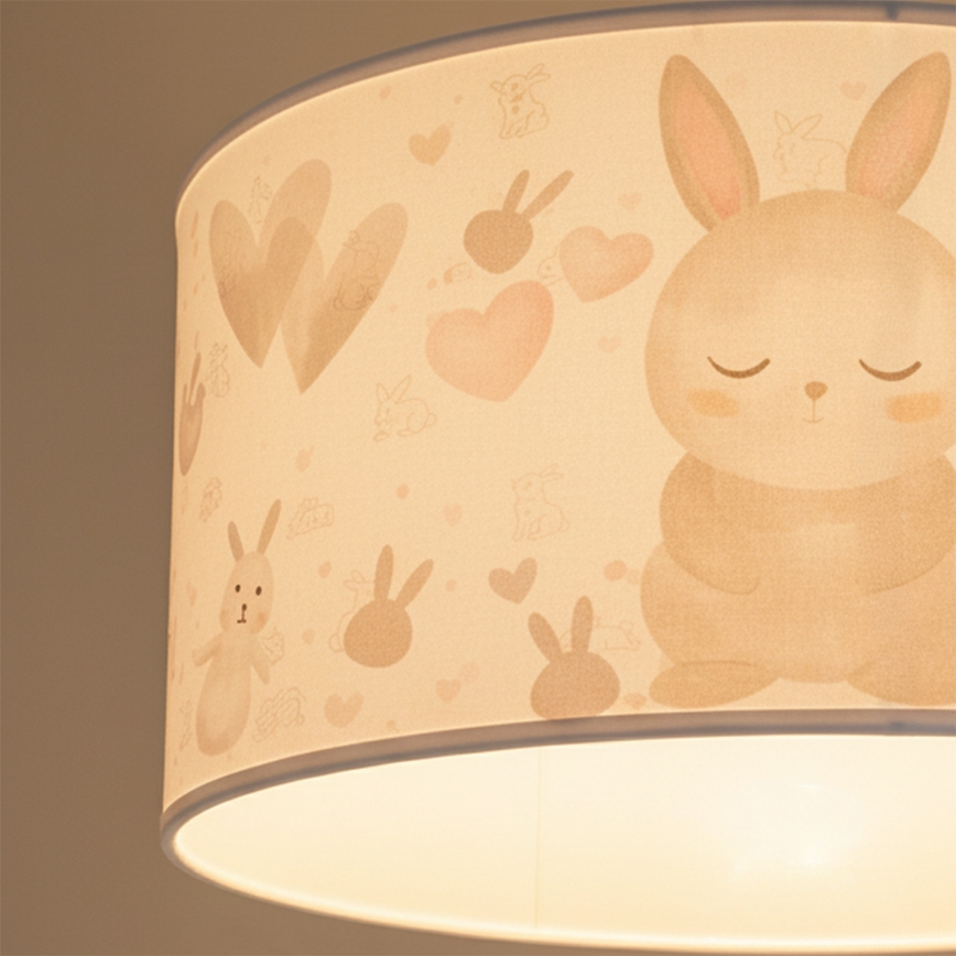 Brilagi - BOBO LED Children's Pendant Lamp on Cable 1xE27/10W/230V Ø 35 cm White/Bunnies
