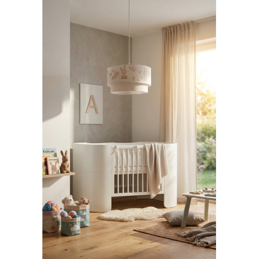 Brilagi - BOBO LED Children's Pendant Lamp on Cable 1xE27/60W/230V Ø 35 cm White/Bunnies