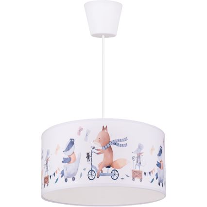 Brilagi - BOBO LED Children's pendant light on cable 1xE27/10W/230V Ø 35 cm White / Animal motif