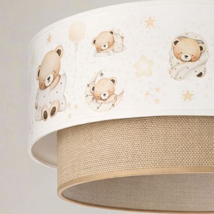 Brilagi - BOBO LED Children's Pendant Light on Cable 1xE27/10W/230V Ø 40 cm White/Beige/Teddy Bears