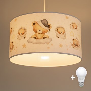 Brilagi - BOBO LED Children's Pendant Light on Cable 1xE27/10W/230V Ø35 cm White/Teddy Bears