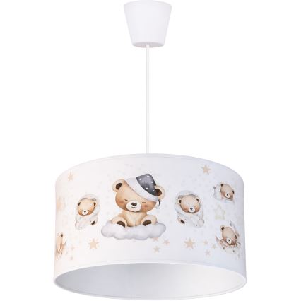 Brilagi - BOBO LED Children's Pendant Light on Cable 1xE27/10W/230V Ø35 cm White/Teddy Bears