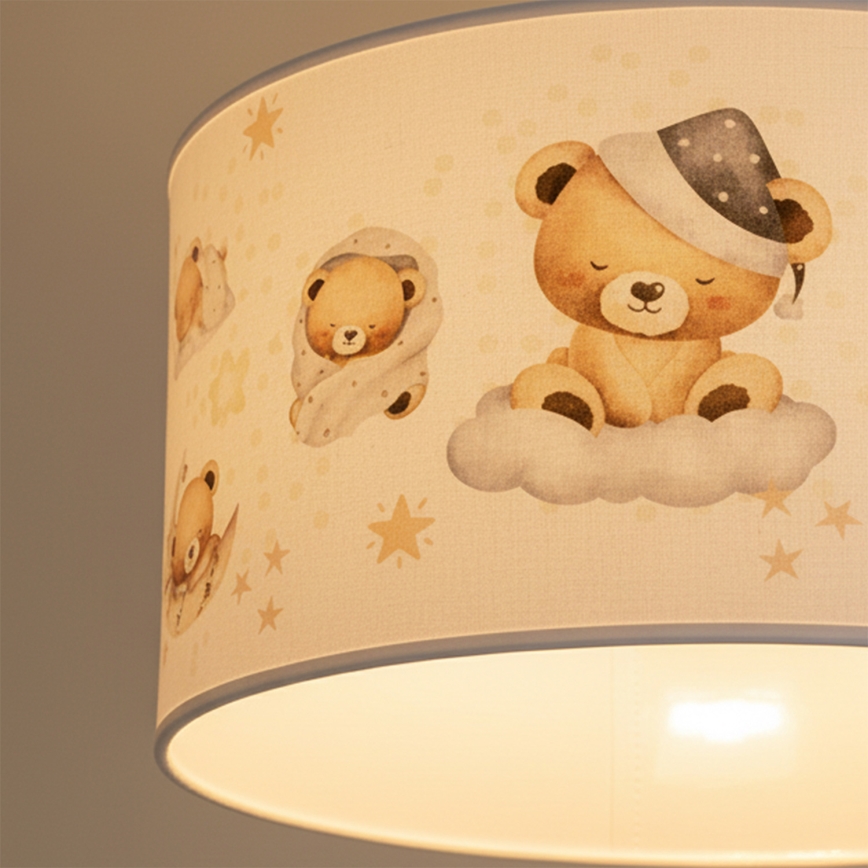 Brilagi - BOBO LED Children's Pendant Light on Cable 1xE27/10W/230V Ø35 cm White/Teddy Bears