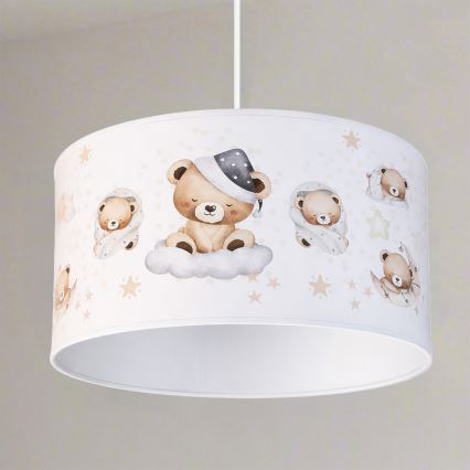 Brilagi - BOBO LED Children's Pendant Light on Cable 1xE27/10W/230V Ø35 cm White/Teddy Bears
