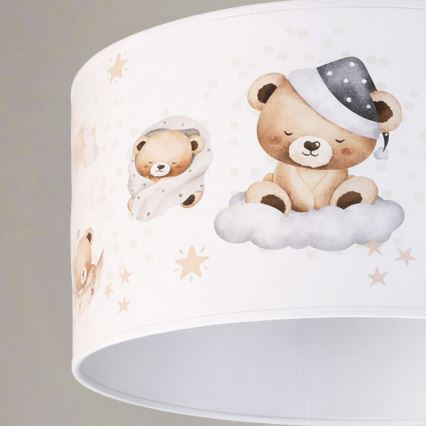 Brilagi - BOBO LED Children's Pendant Light on Cable 1xE27/10W/230V Ø35 cm White/Teddy Bears