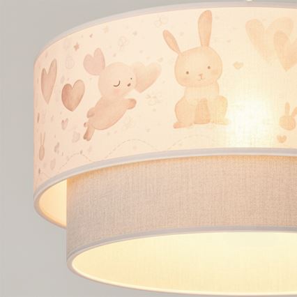Brilagi - BOBO LED Children's pendant light with cord, 1x E27/10W/230V, Ø 40 cm, cream/gray with bunny motif