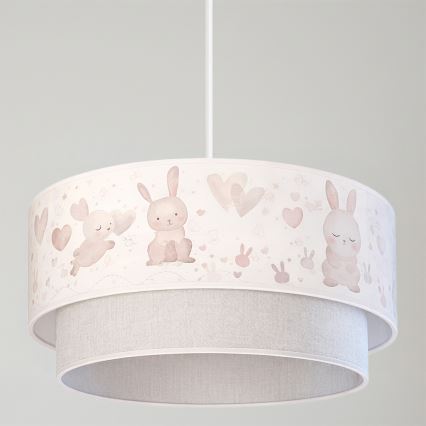 Brilagi - BOBO LED Children's pendant light with cord, 1x E27/10W/230V, Ø 40 cm, cream/gray with bunny motif