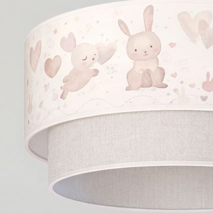 Brilagi - BOBO LED Children's pendant light with cord, 1x E27/10W/230V, Ø 40 cm, cream/gray with bunny motif