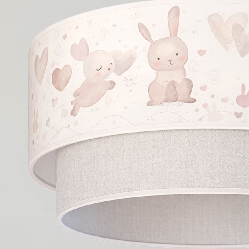 Brilagi - BOBO LED Children's pendant light with cord, 1x E27/10W/230V, Ø 40 cm, cream/gray with bunny motif