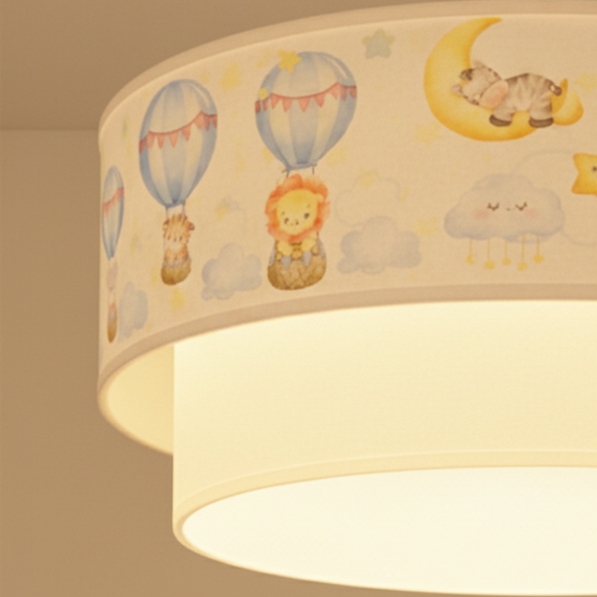Brilagi - LED Children's pendant lamp on cord BOBO 1xE27/10W/230V Ø 40 cm white/beige/animal motifs