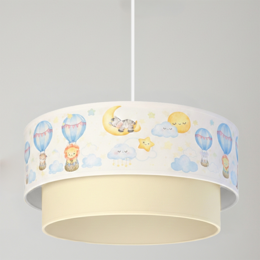 Brilagi - LED Children's pendant lamp on cord BOBO 1xE27/10W/230V Ø 40 cm white/beige/animal motifs